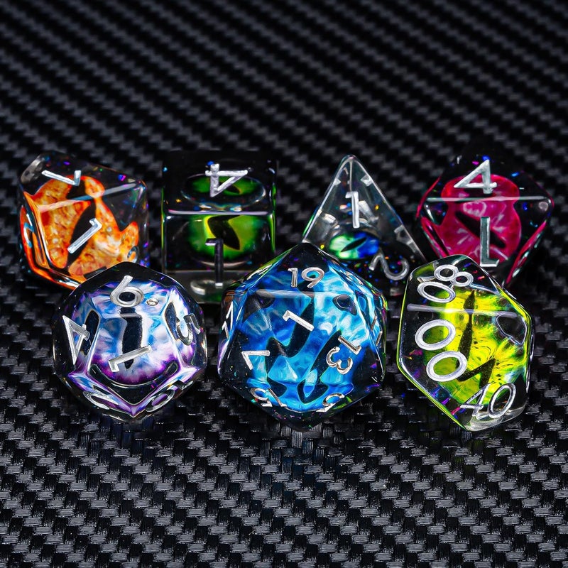 weyano DND Resin Eyes Dice Set, Red D&D Polyhedral Dice for Dungeons and Dragons RPG, MTG Role Playing Games D and D Dice 7pc D20 D12 D10 D8 D6 D4 for Ages 15 and Up - Image 3